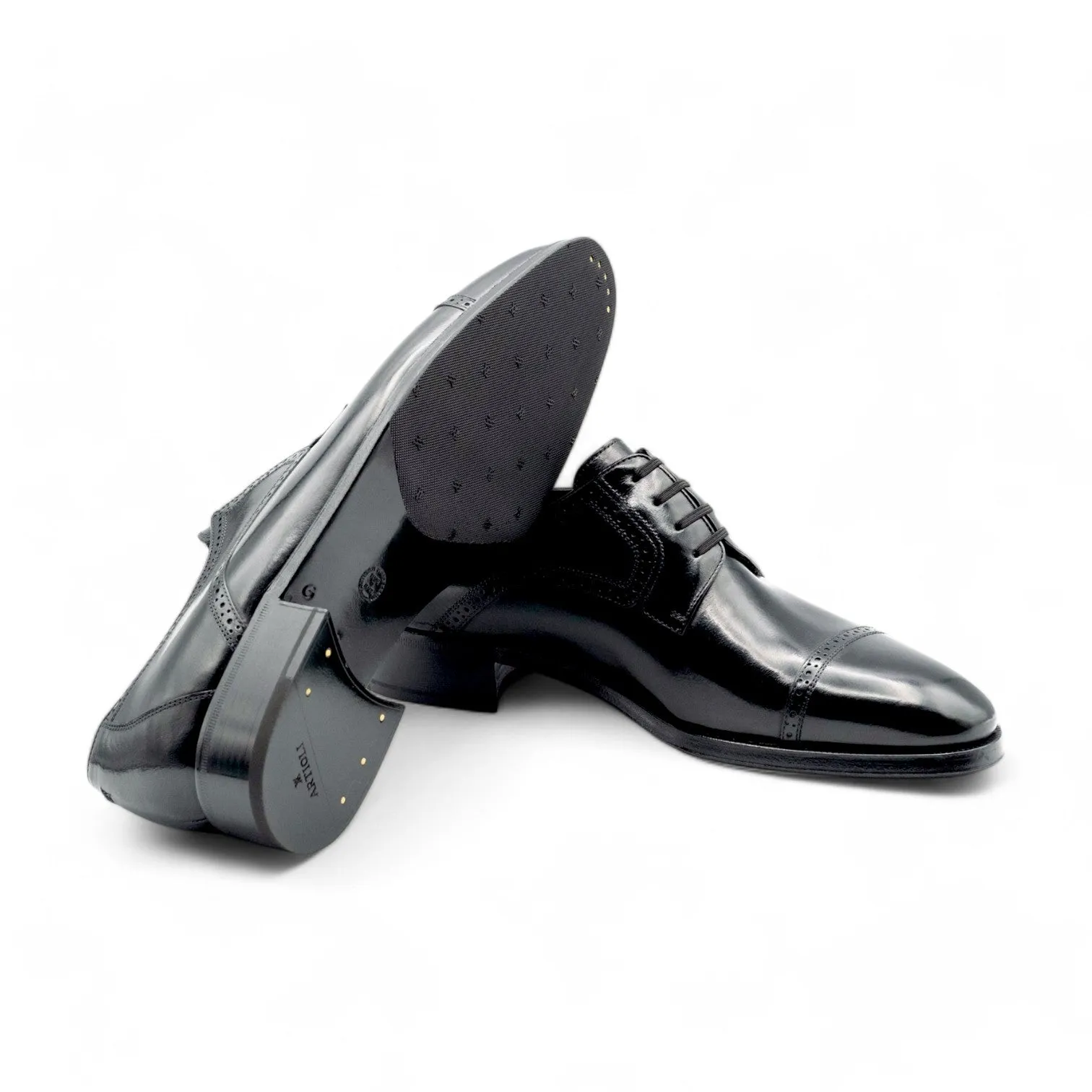 Artioli Riccardo Men's Shoes Buffalo Leather Cap-Toe Derby Oxfords (ART1053)