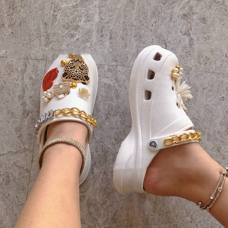 Beach Clog Style Sandals with Charms.