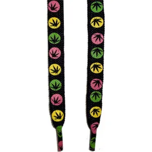 Black Cannabis Leaf Rasta Shoe Laces for Mens Womens Run Trainers Boots Sneakers