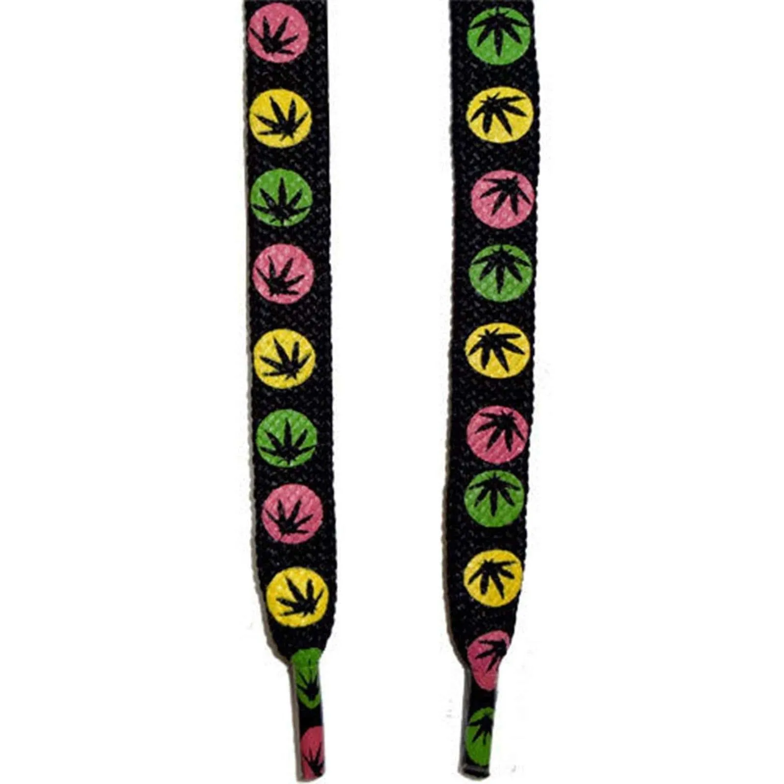 Black Cannabis Leaf Rasta Shoe Laces for Mens Womens Run Trainers Boots Sneakers