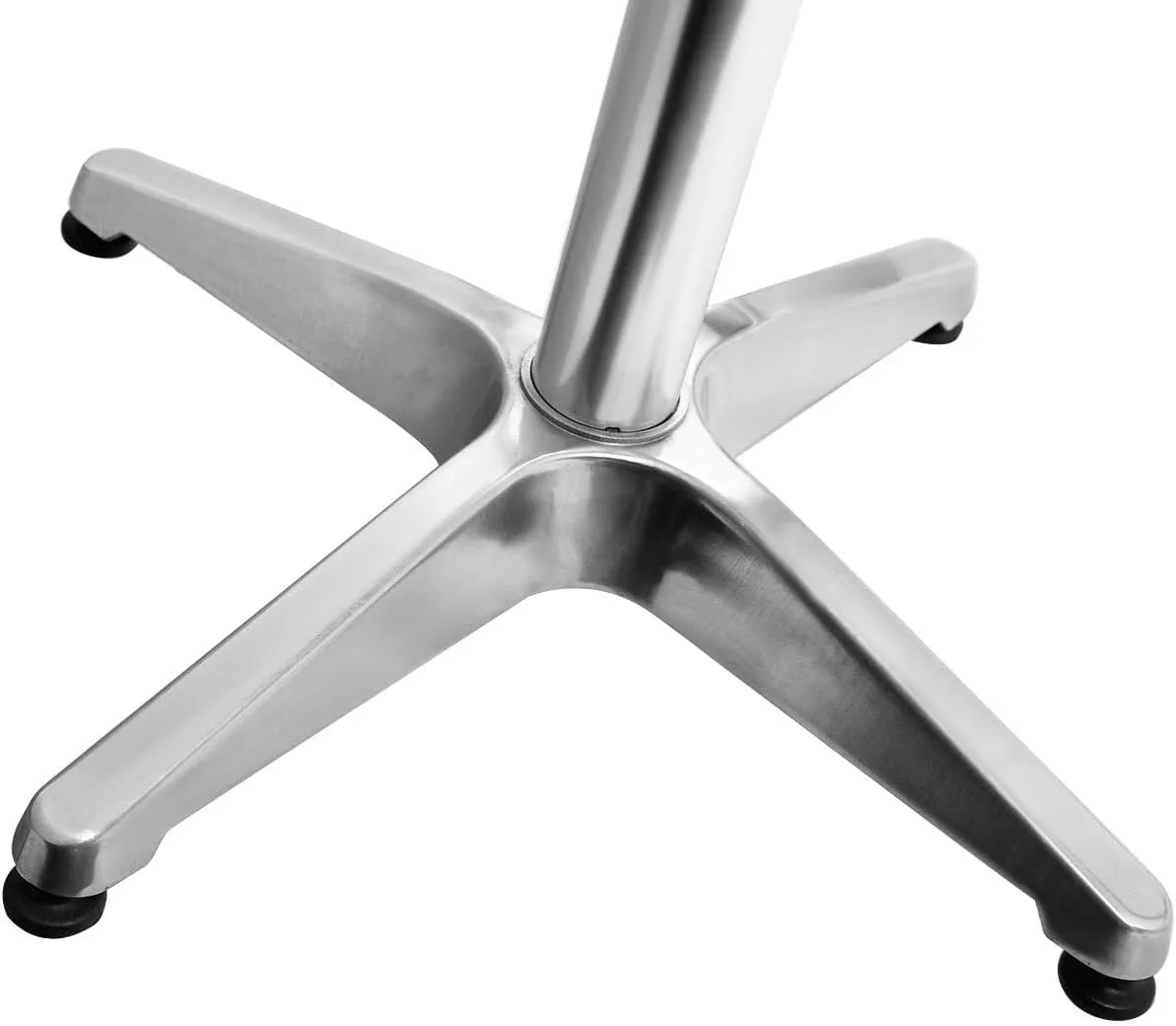 BTExpert Aluminum Indoor Outdoor 23.75" Round Restaurant Bar height 44" Table flip top, Patio Stainless Steel Silver Furniture 25.75" base Set of 2