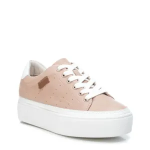 Carmela Womens Leather Platform Trainers - Beige