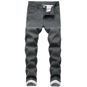 Casual Slim Skinny Denim Pants Mid Waist Jeans Men's Pencil Pants