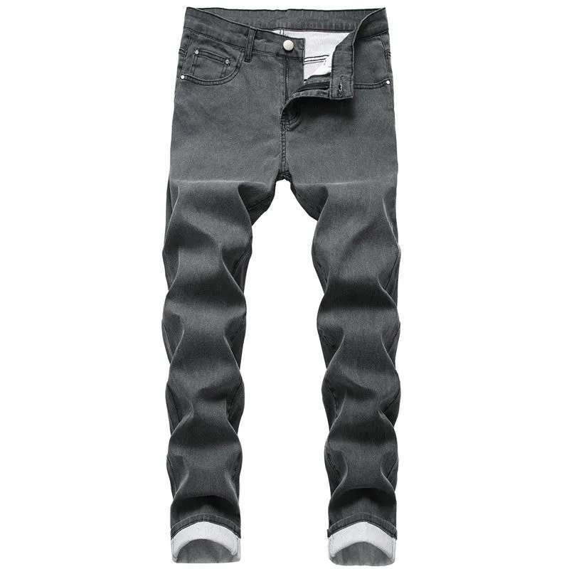 Casual Slim Skinny Denim Pants Mid Waist Jeans Men's Pencil Pants