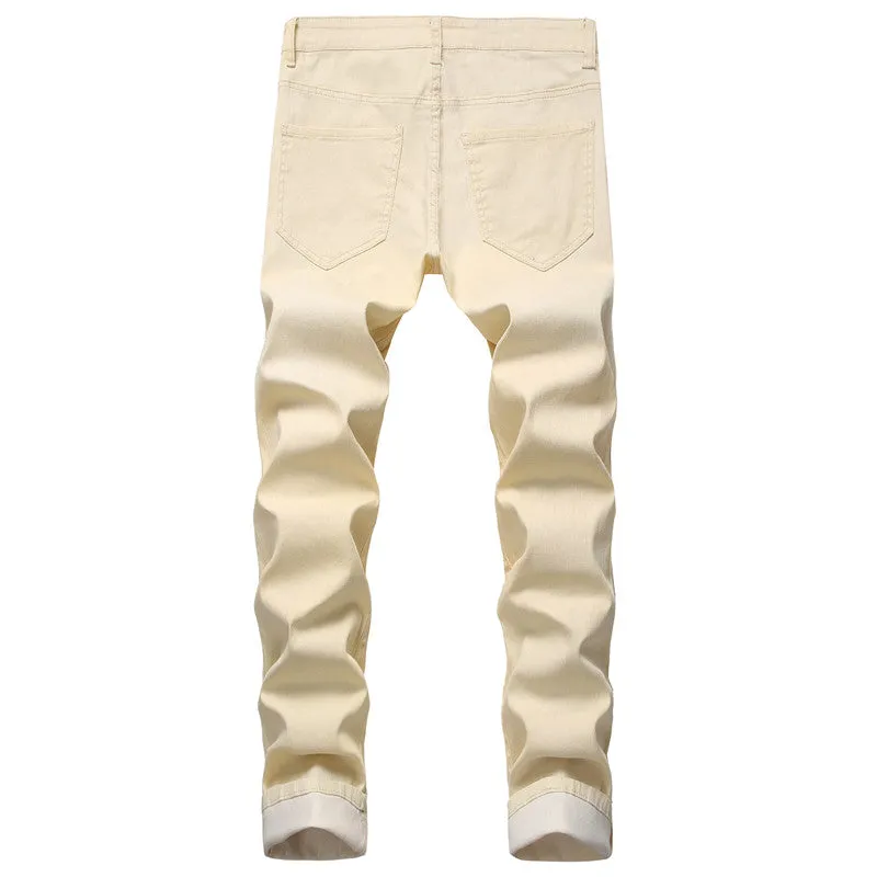 Casual Slim Skinny Denim Pants Mid Waist Jeans Men's Pencil Pants