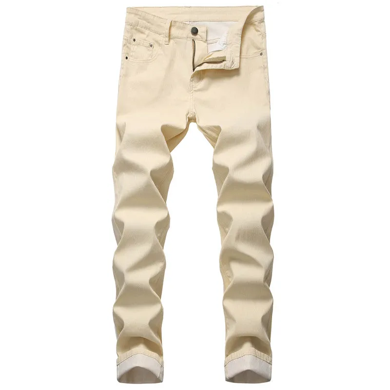 Casual Slim Skinny Denim Pants Mid Waist Jeans Men's Pencil Pants