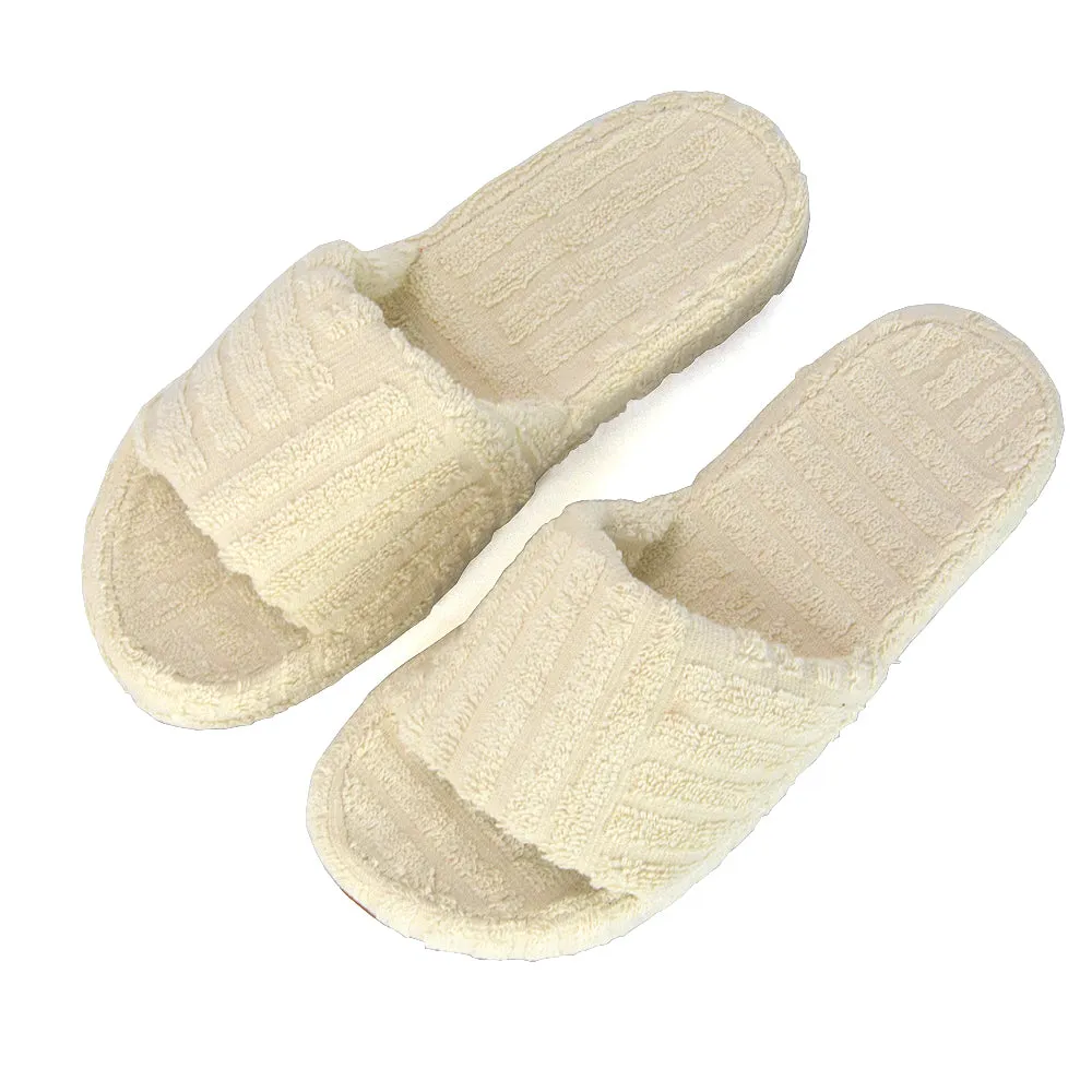 Darla Terry Towelling Sliders Beach Platform Flat Sandals Slippers In Off White