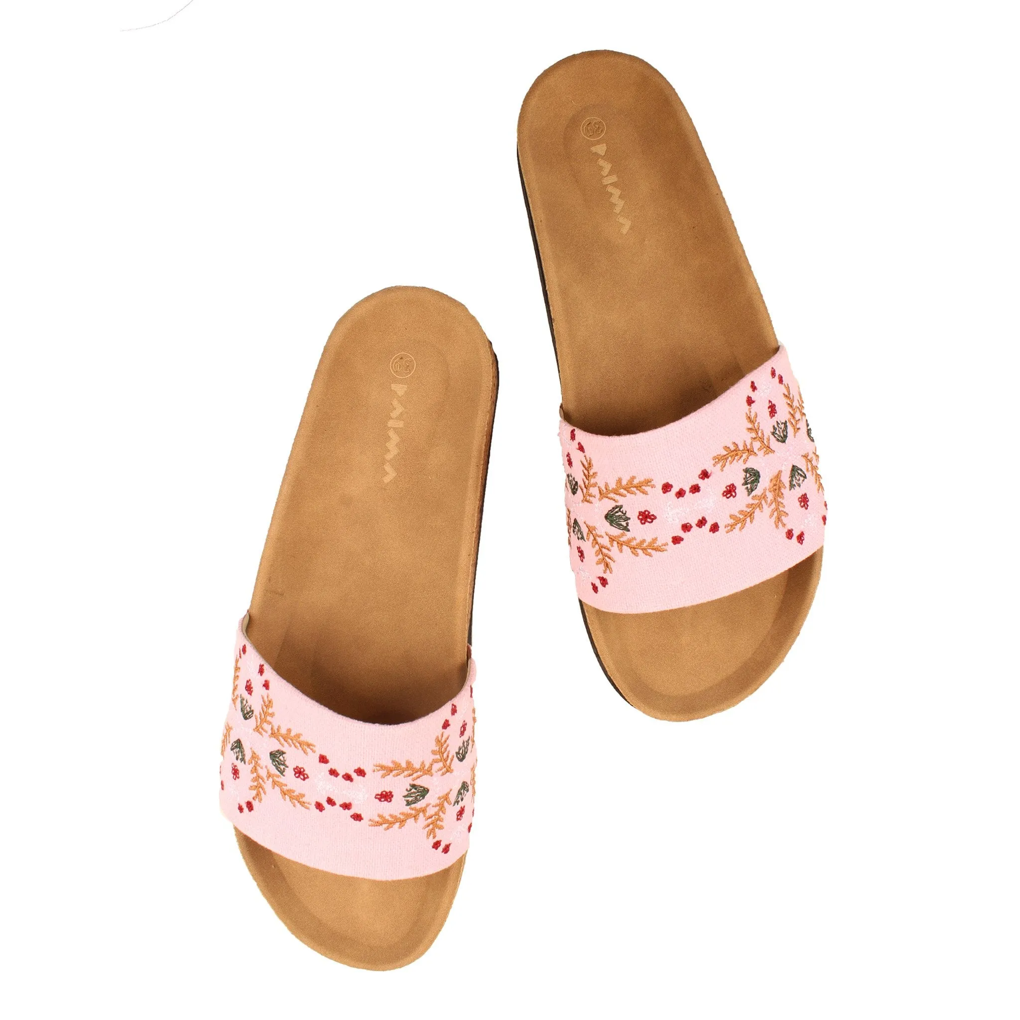Double Floral Slides Pink