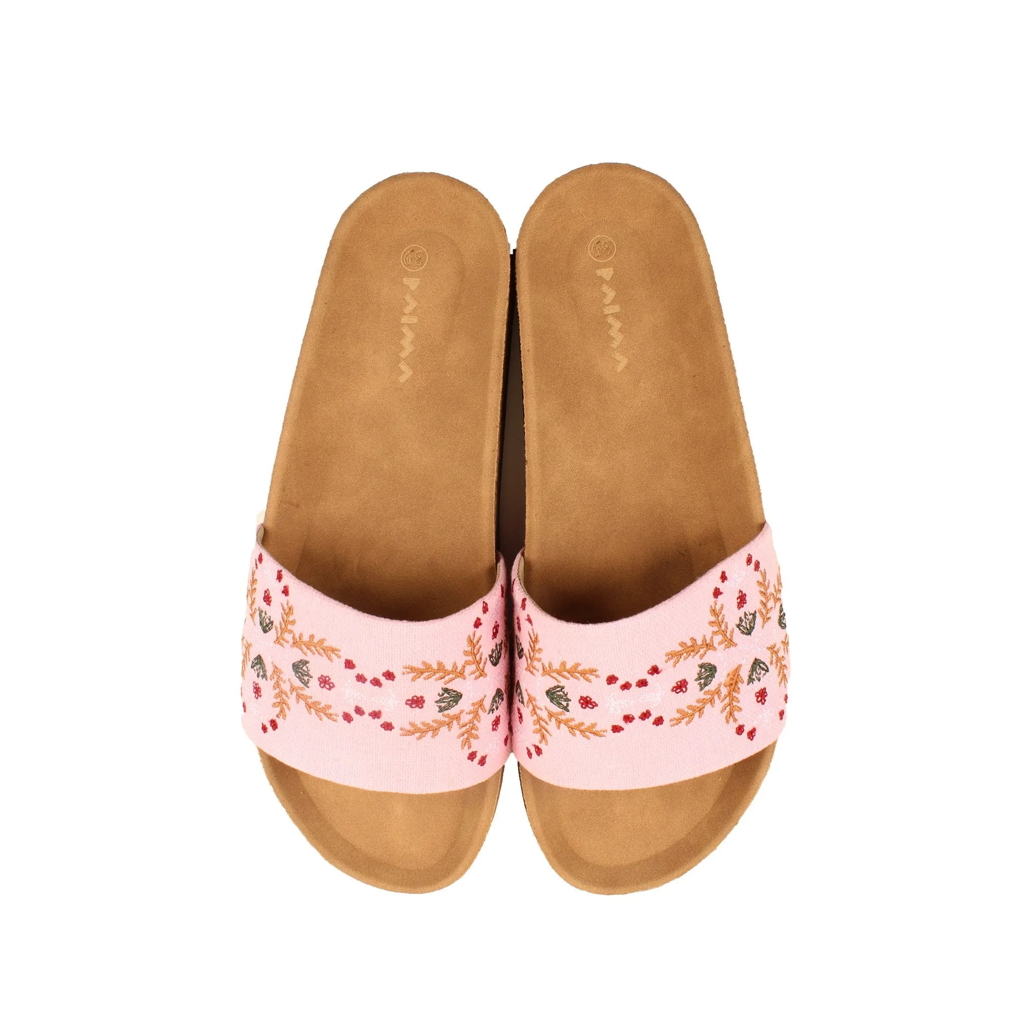 Double Floral Slides Pink