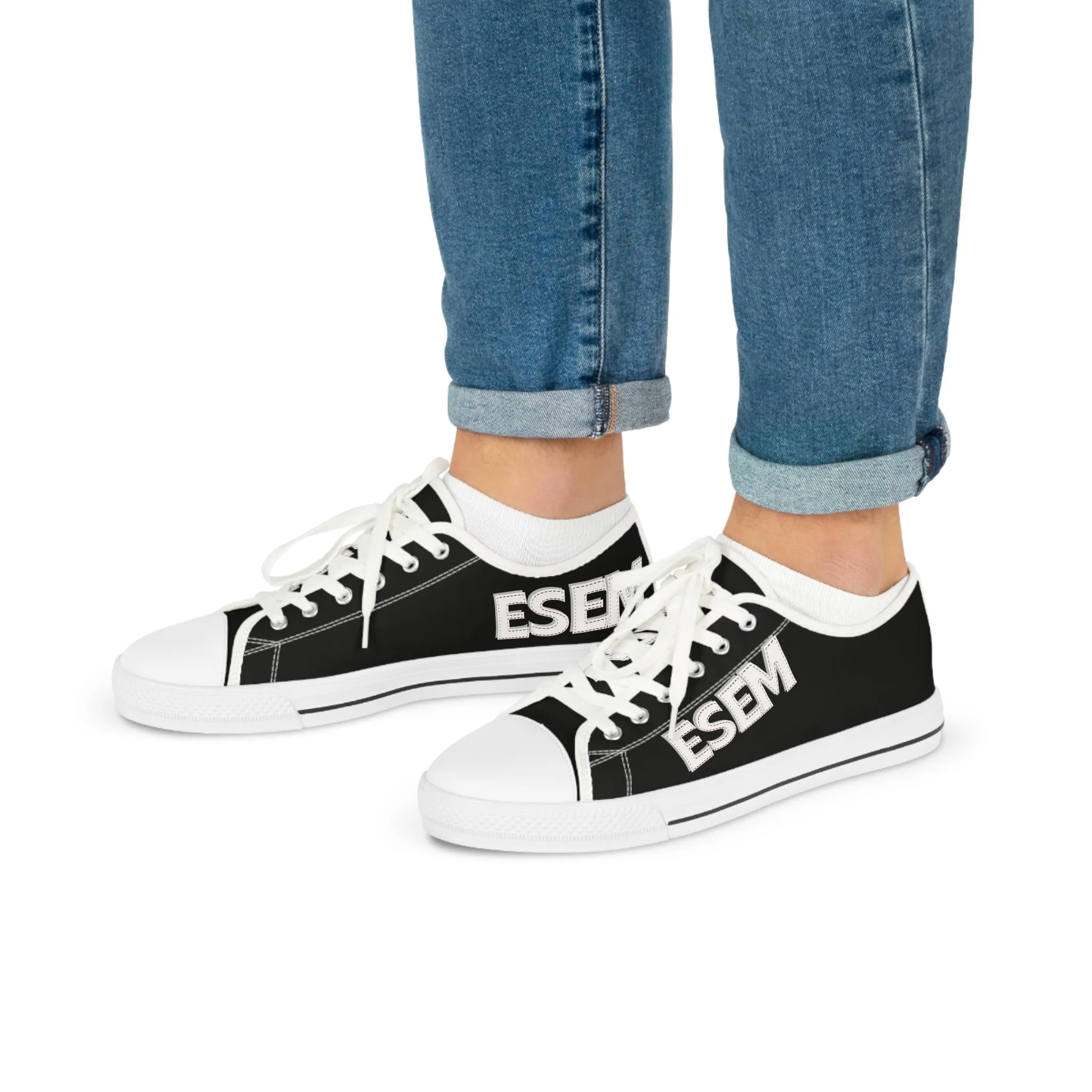 ESEM White - Black Men's Low Top Sneakers