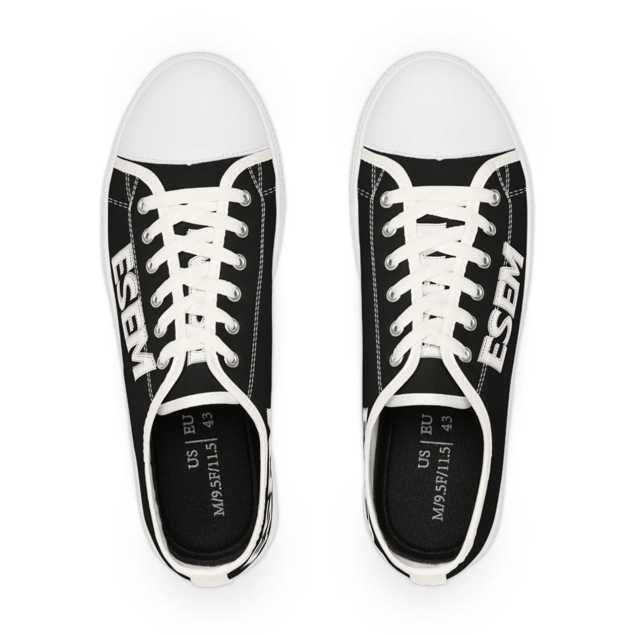 ESEM White - Black Men's Low Top Sneakers