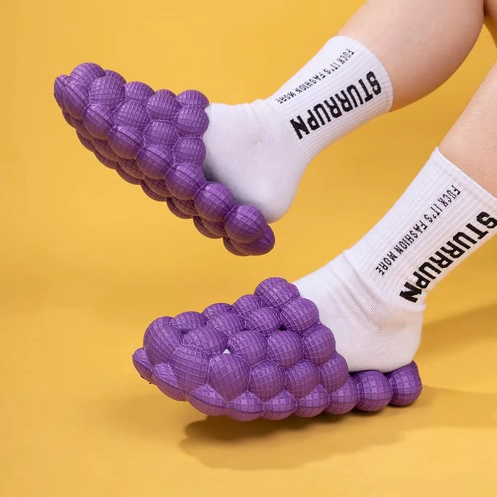 Massage Bubble Slides Slippers for Women Men,Mukinrch Funny Lychee Non-slip House Slippers