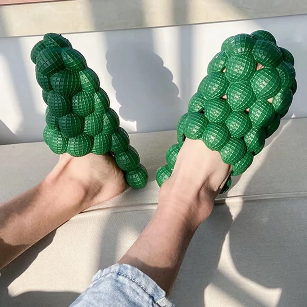 Massage Bubble Slides Slippers for Women Men,Mukinrch Funny Lychee Non-slip House Slippers