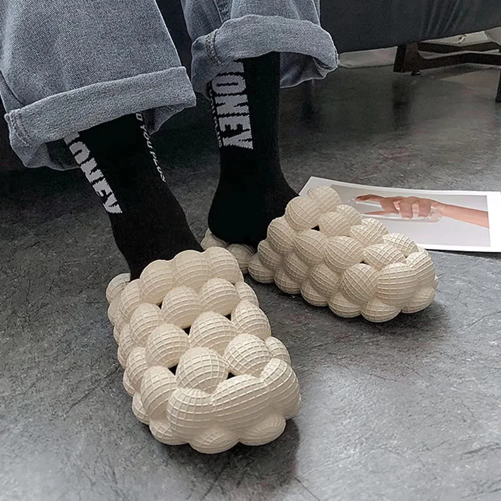 Massage Bubble Slides Slippers for Women Men,Mukinrch Funny Lychee Non-slip House Slippers