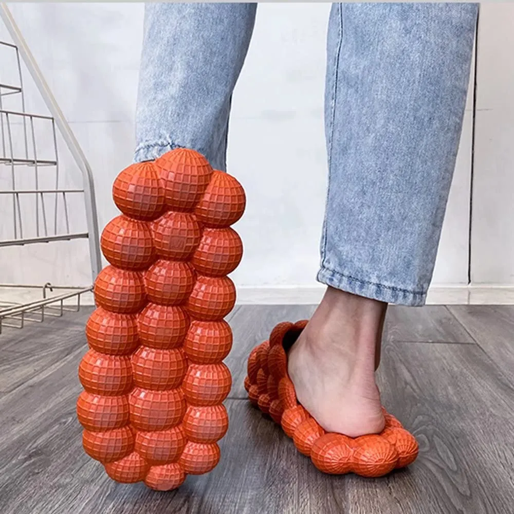 Massage Bubble Slides Slippers for Women Men,Mukinrch Funny Lychee Non-slip House Slippers