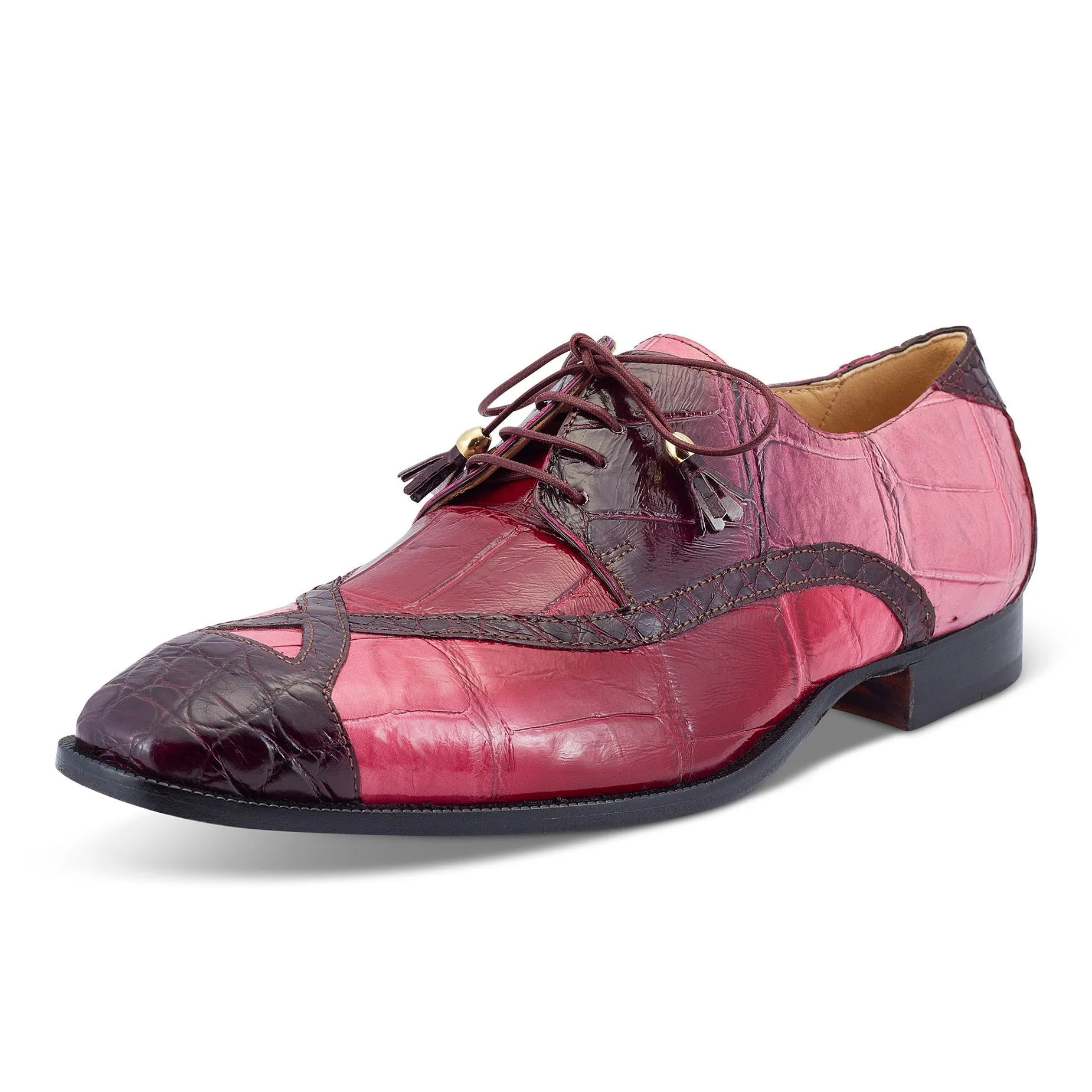 Mauri X-Factor 4992 Men's Shoes Ruby Red Combo Exotic Alligator Derby Oxfords (MA5465)