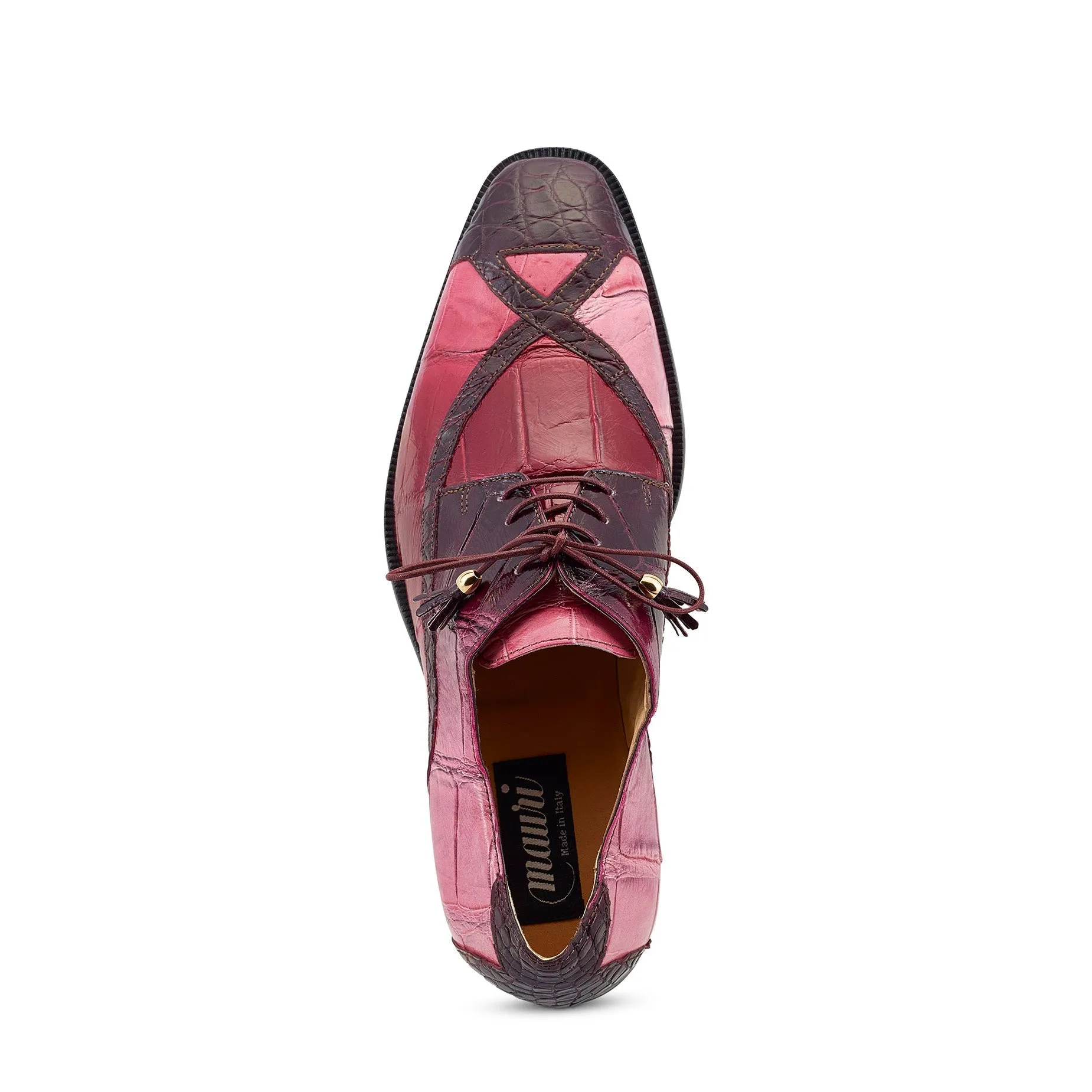 Mauri X-Factor 4992 Men's Shoes Ruby Red Combo Exotic Alligator Derby Oxfords (MA5465)
