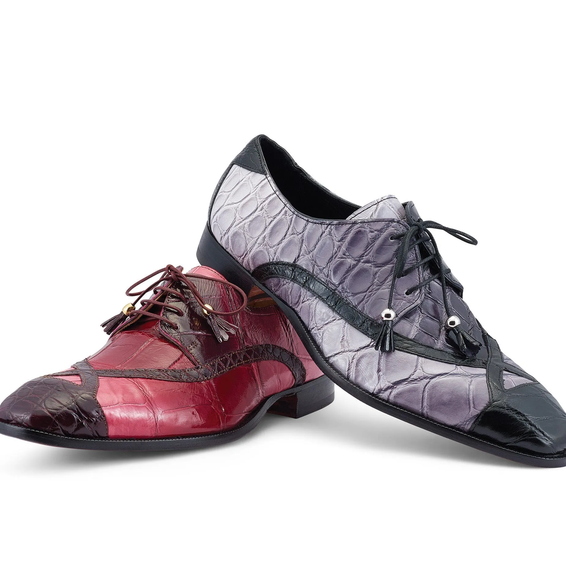 Mauri X-Factor 4992 Men's Shoes Ruby Red Combo Exotic Alligator Derby Oxfords (MA5465)