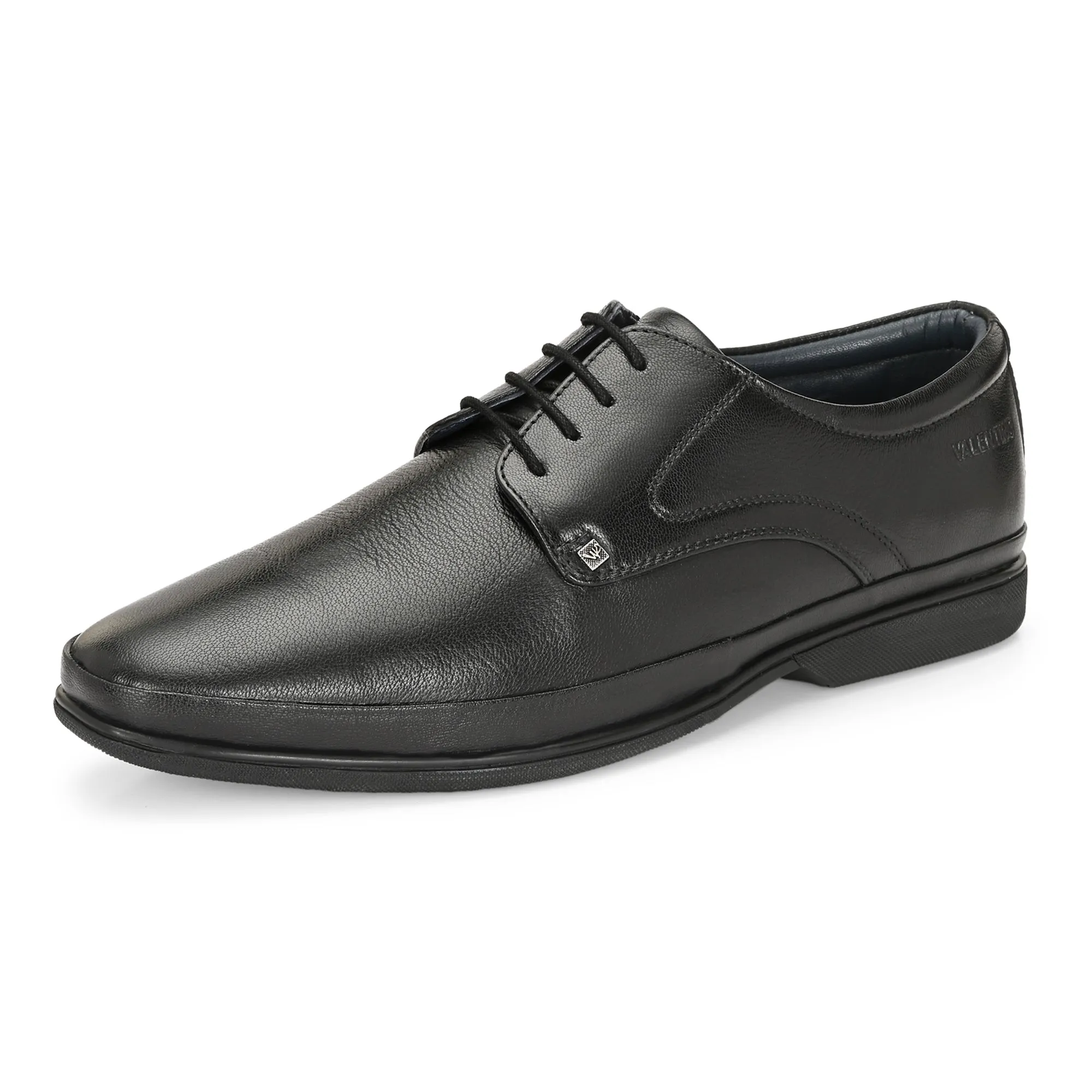 Men Premium Leather Black Lace Up Formal Derby Shoes (Port-52-Black)