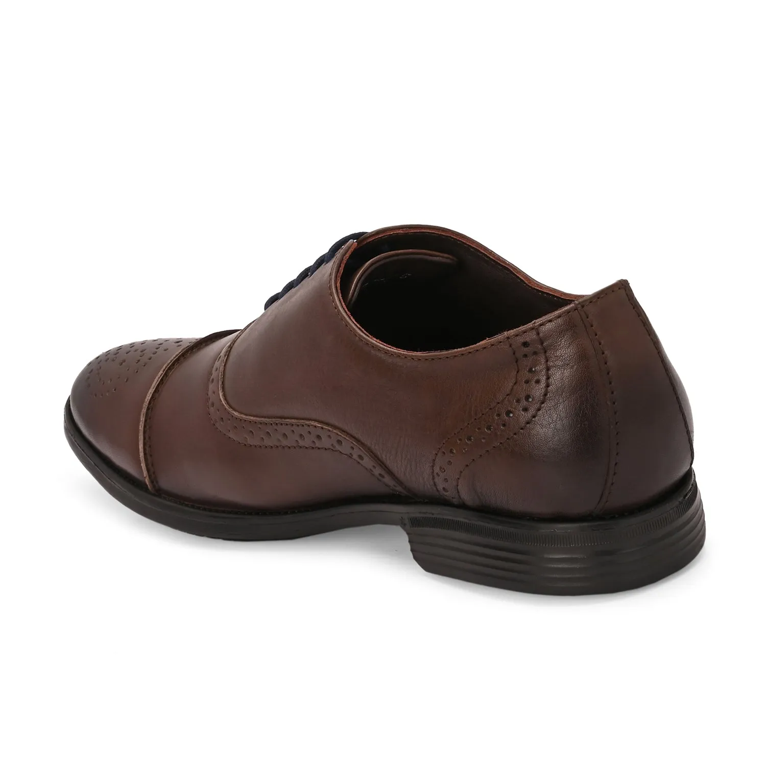 Men Premium Leather Brown Lace-Up Formal Derby Shoes (Exicom-65)