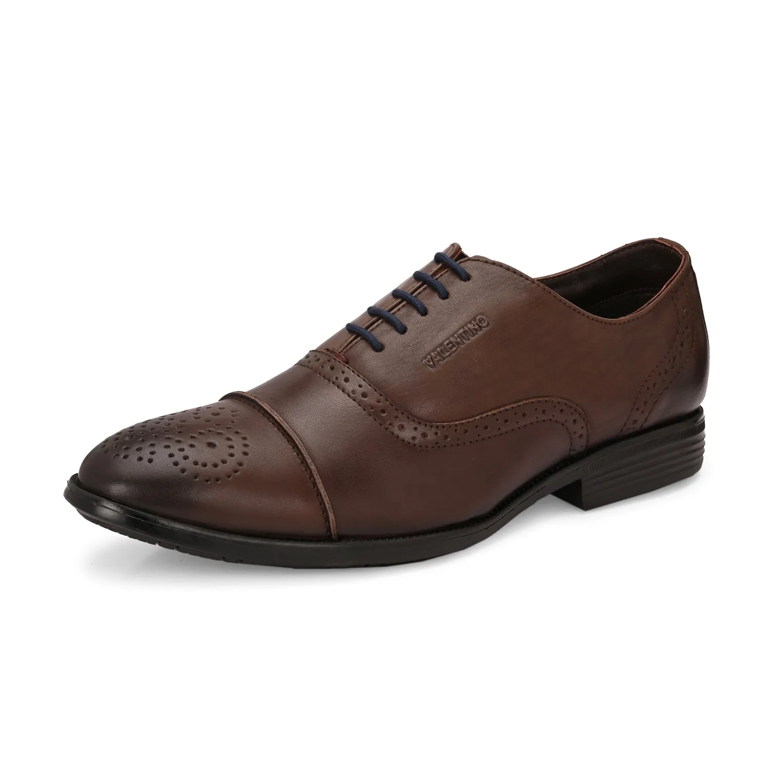 Men Premium Leather Brown Lace-Up Formal Derby Shoes (Exicom-65)