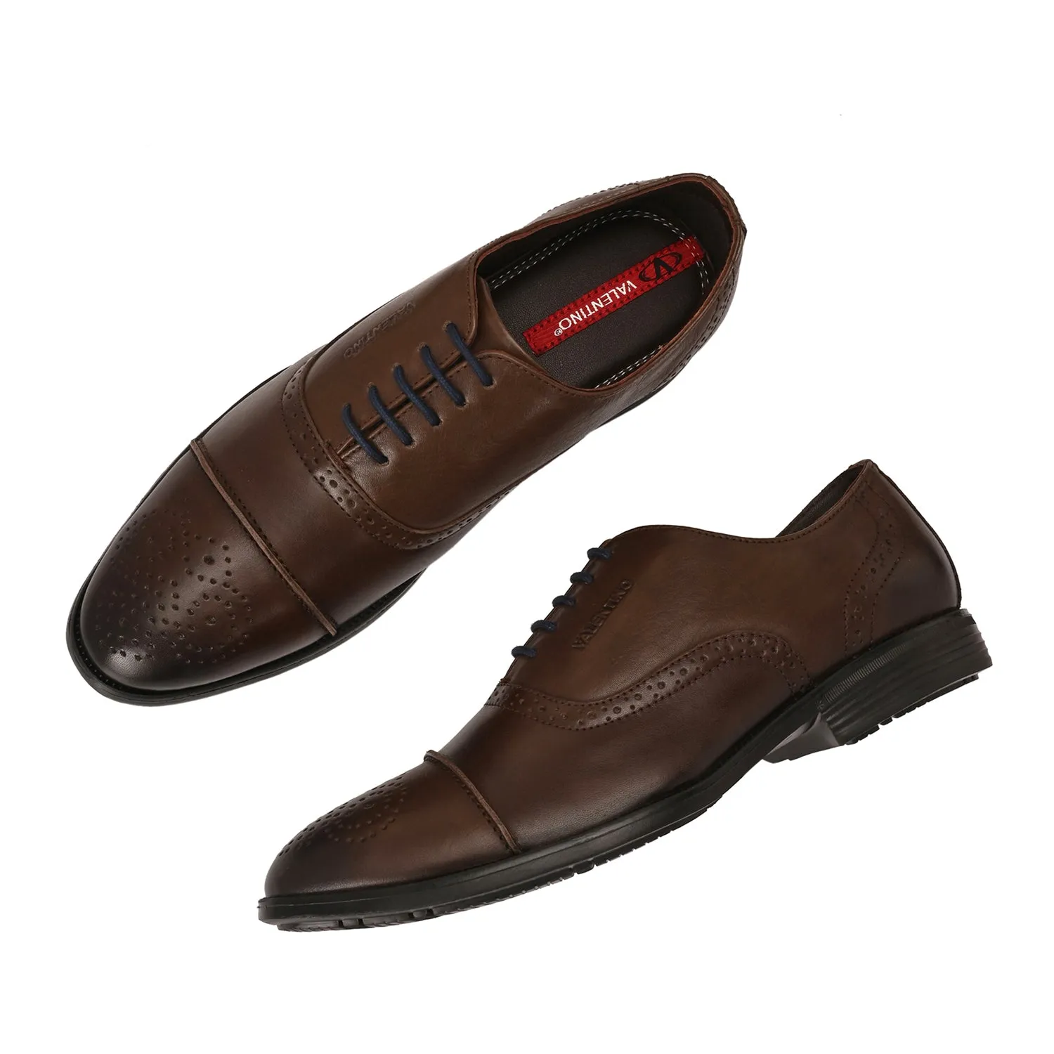 Men Premium Leather Brown Lace-Up Formal Derby Shoes (Exicom-65)