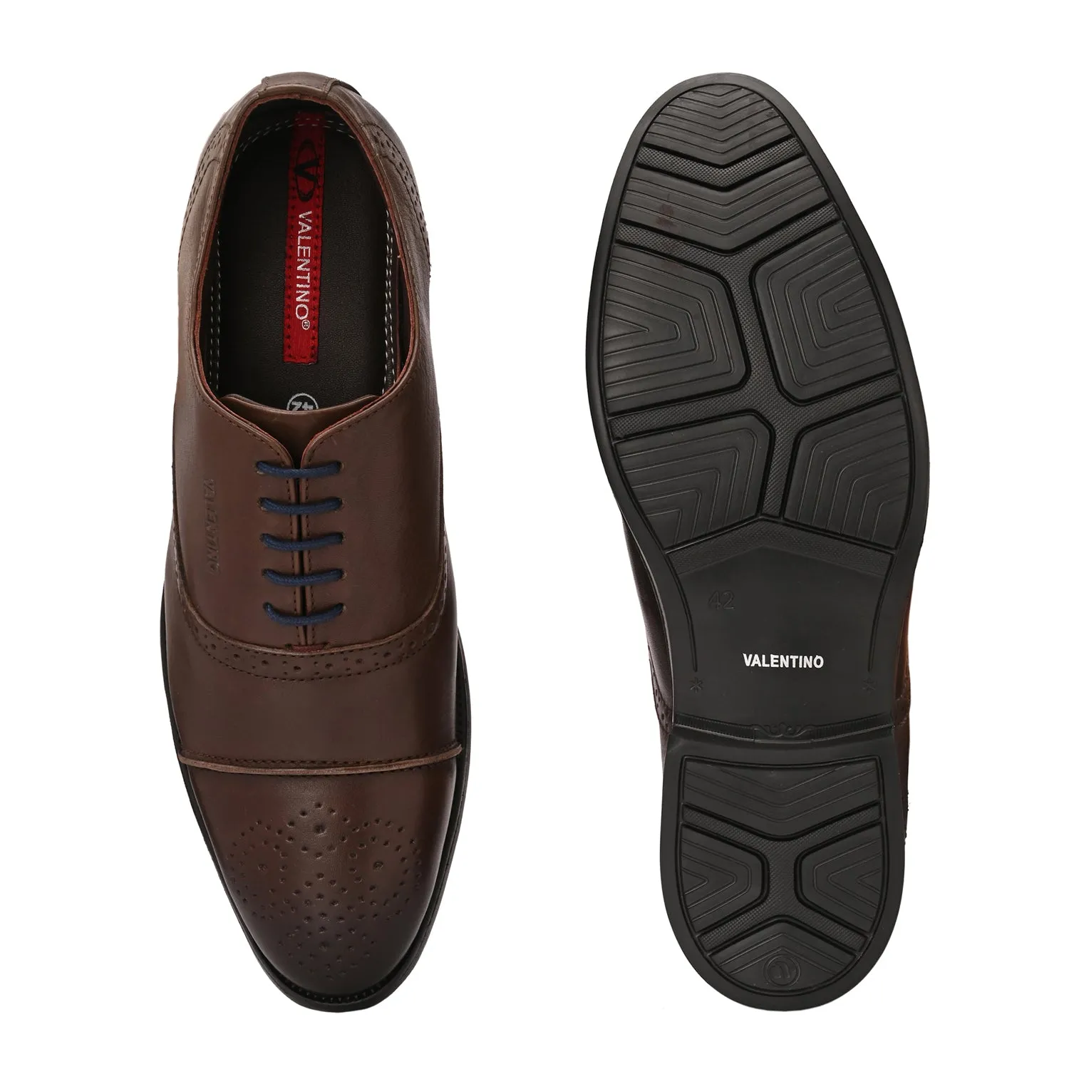 Men Premium Leather Brown Lace-Up Formal Derby Shoes (Exicom-65)