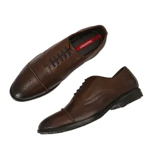 Men Premium Leather Brown Lace-Up Formal Derby Shoes (Exicom-65)