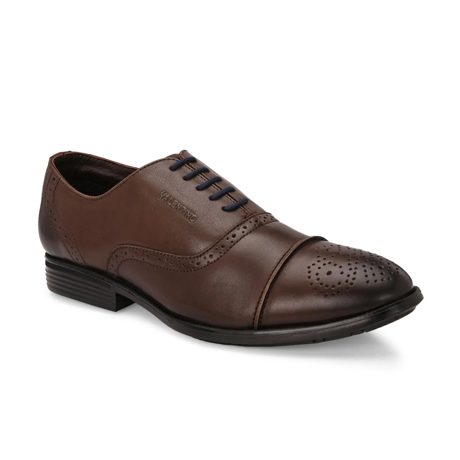 Men Premium Leather Brown Lace-Up Formal Derby Shoes (Exicom-65)