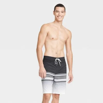 New - Men's 10" Graves Striped Board Shorts - Goodfellow & Co Charcoal 30