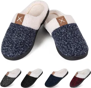 New Women's YALOX Women's Slippers Men's Warm Slippers Home Shoes Comfortable Memory Foam Anti-Slip House Cotton Shoes Indoor & Outdoor Sz 5-6.5 Blue