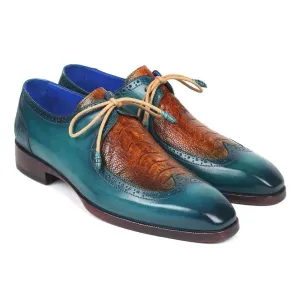 Paul Parkman Men's Blue & Brown Ostrich and Calf-Skin Derby Oxfords 788GY74 (PM6115)