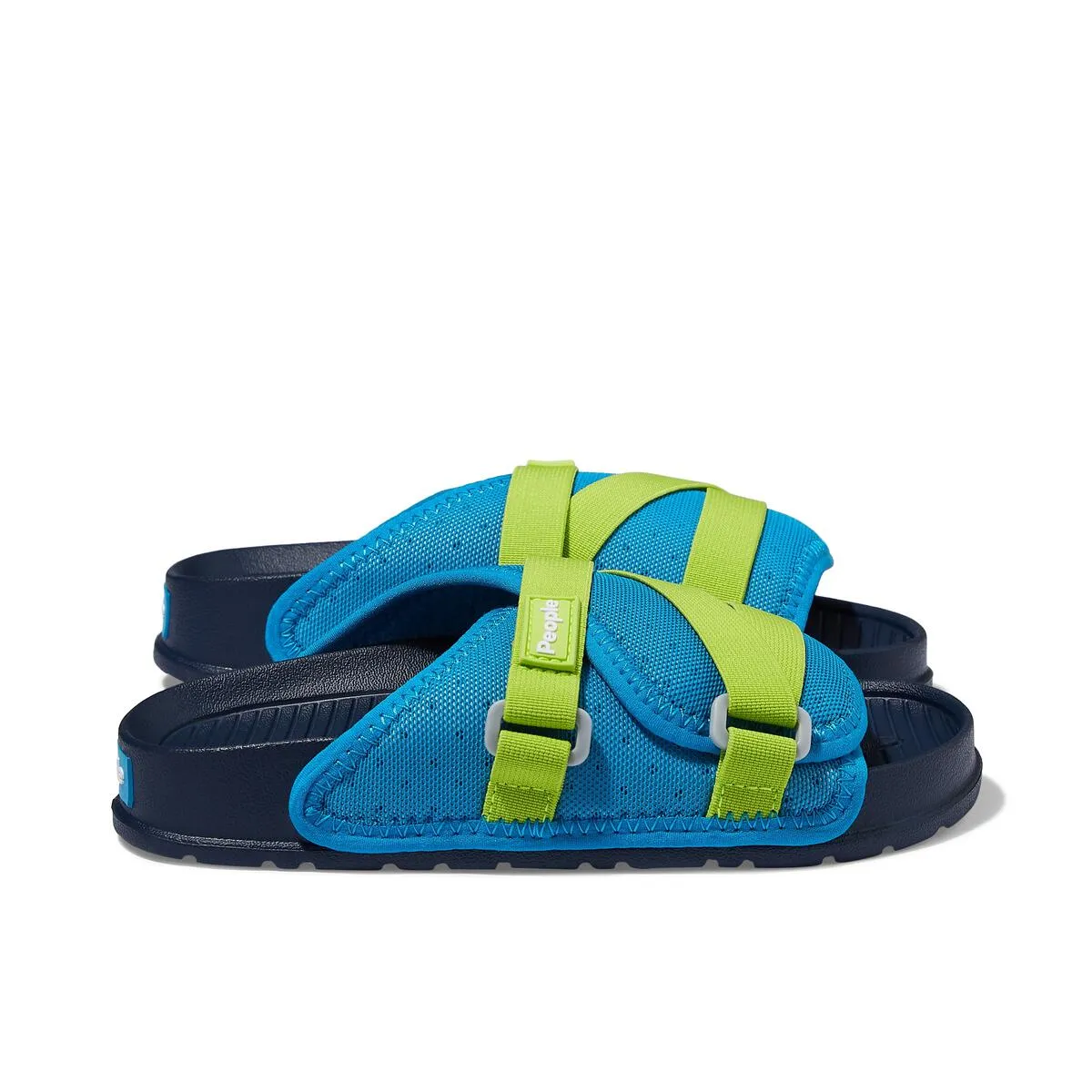 People Footwear Blue/Lime Lennon Chiller Slip On | Vegan Slide Sandal