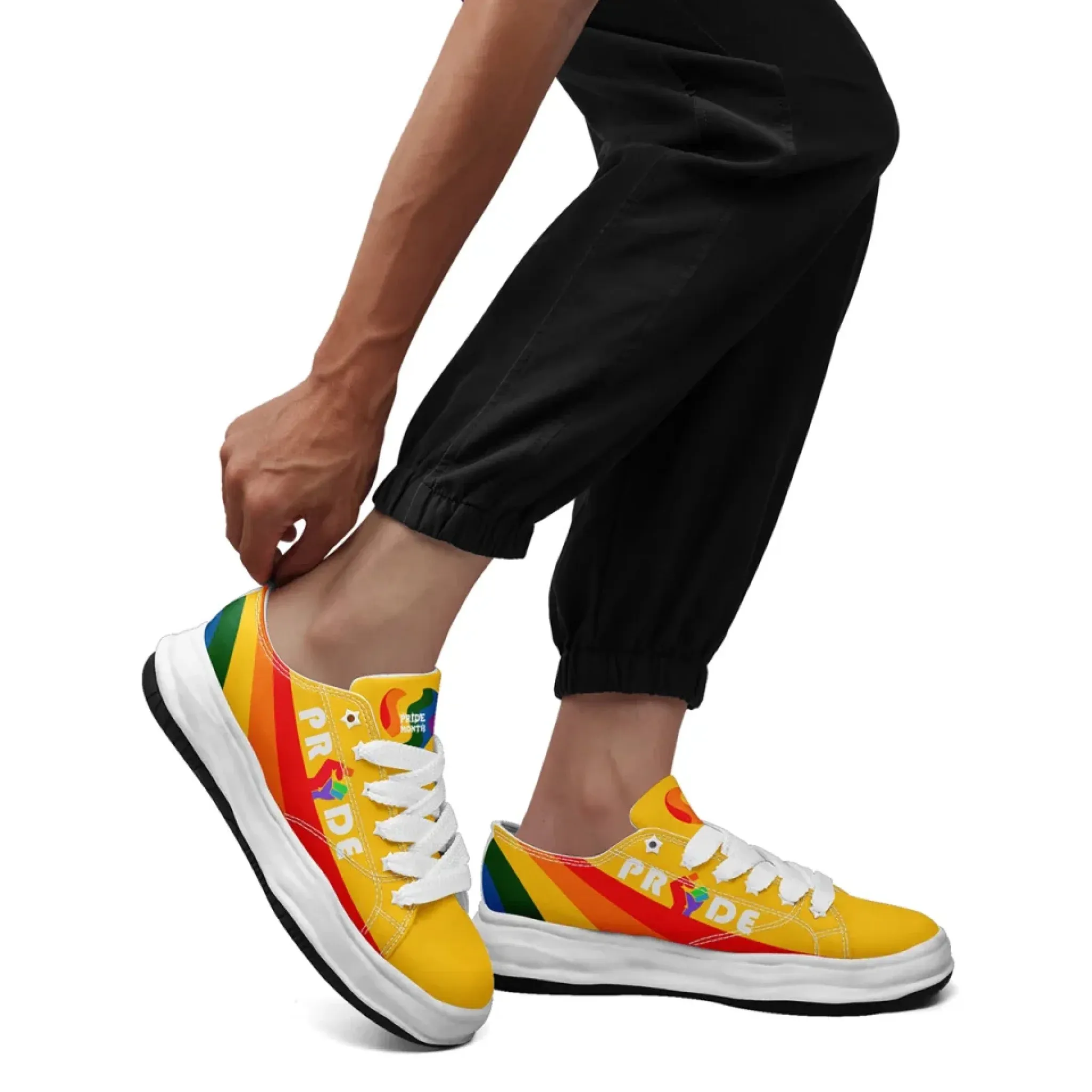 Personalized Moon Phase Pride Sneakers, Custom Rainbow Galaxy Shoes, Unisex Casual Shoe