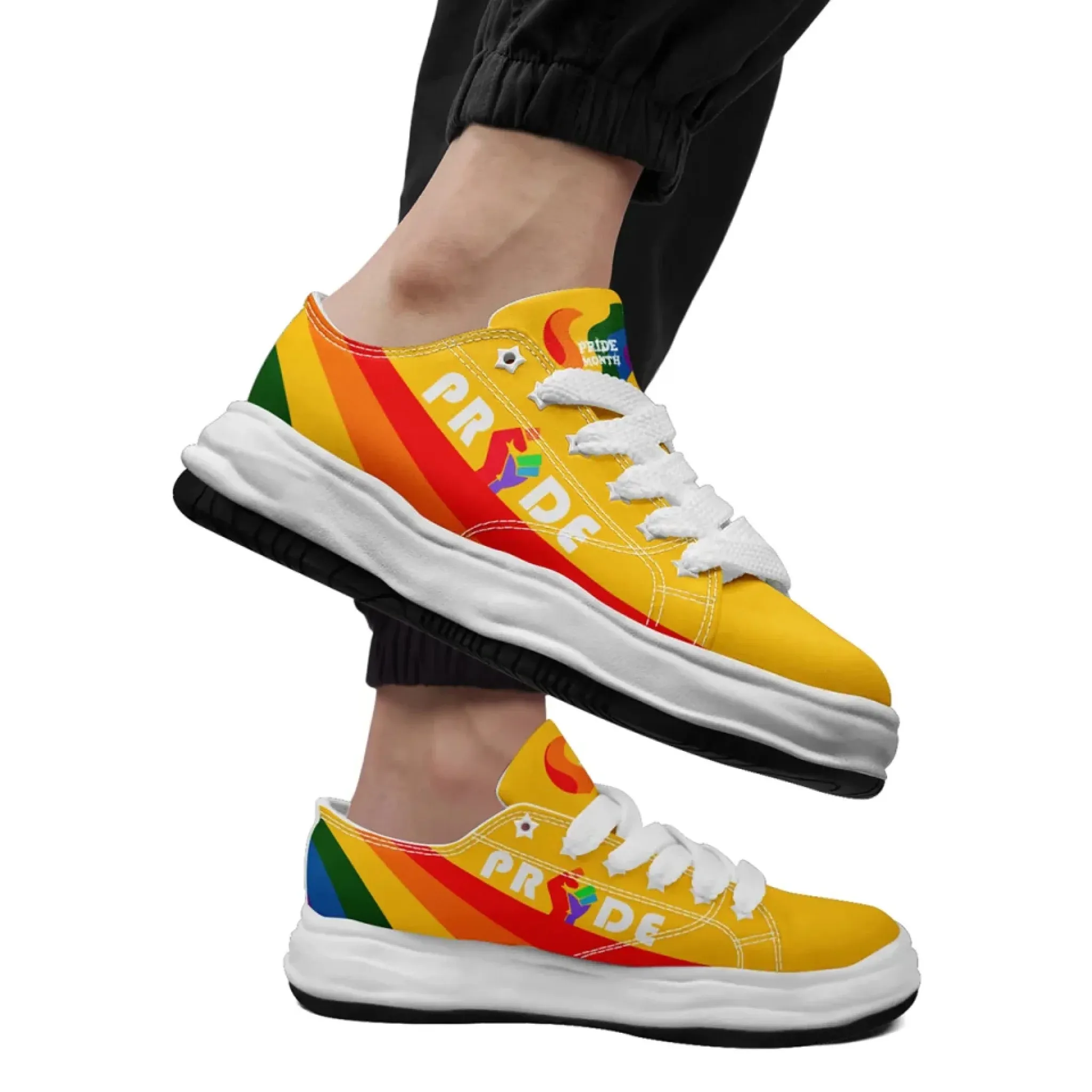Personalized Moon Phase Pride Sneakers, Custom Rainbow Galaxy Shoes, Unisex Casual Shoe