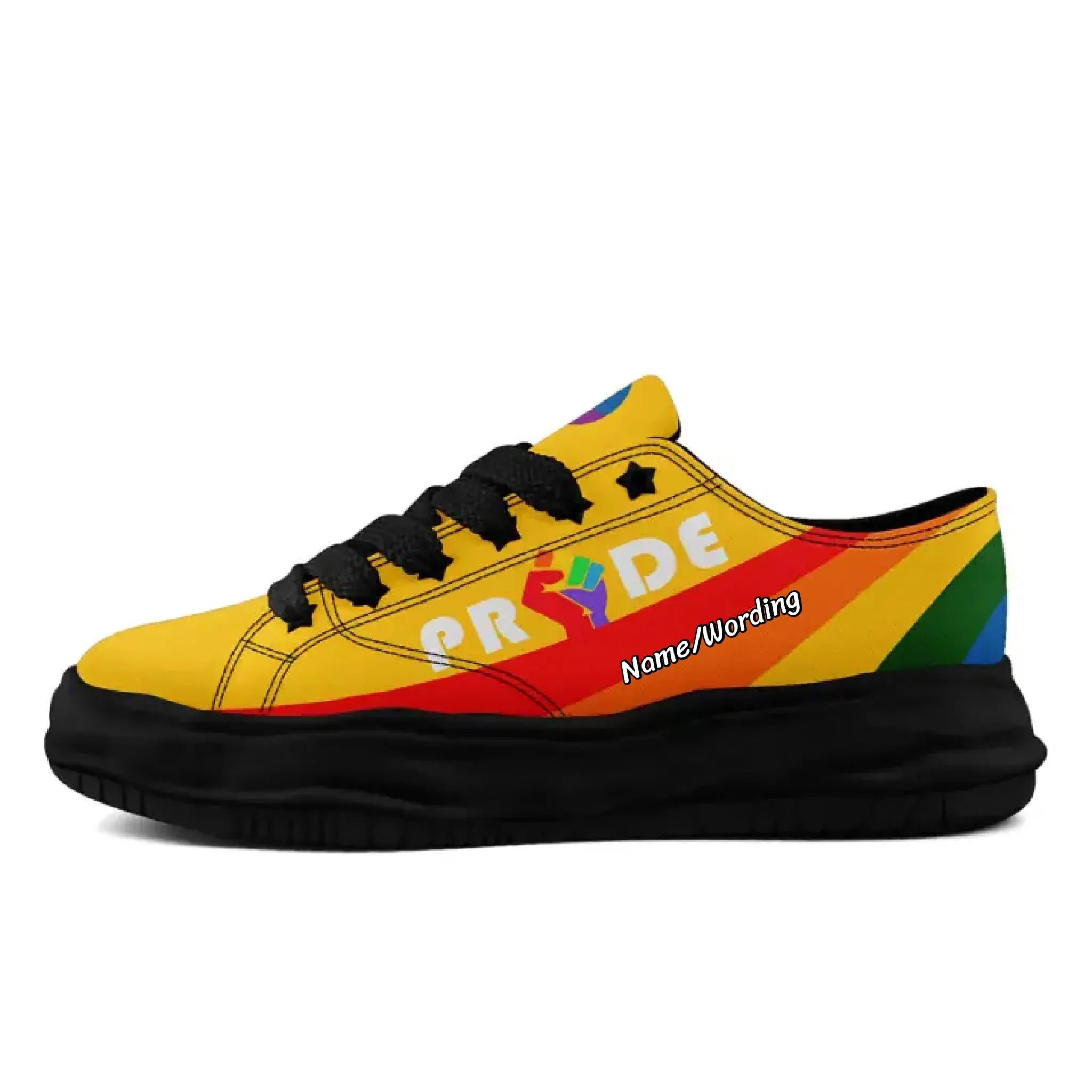 Personalized Moon Phase Pride Sneakers, Custom Rainbow Galaxy Shoes, Unisex Casual Shoe