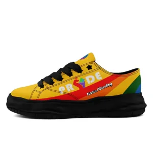 Personalized Moon Phase Pride Sneakers, Custom Rainbow Galaxy Shoes, Unisex Casual Shoe