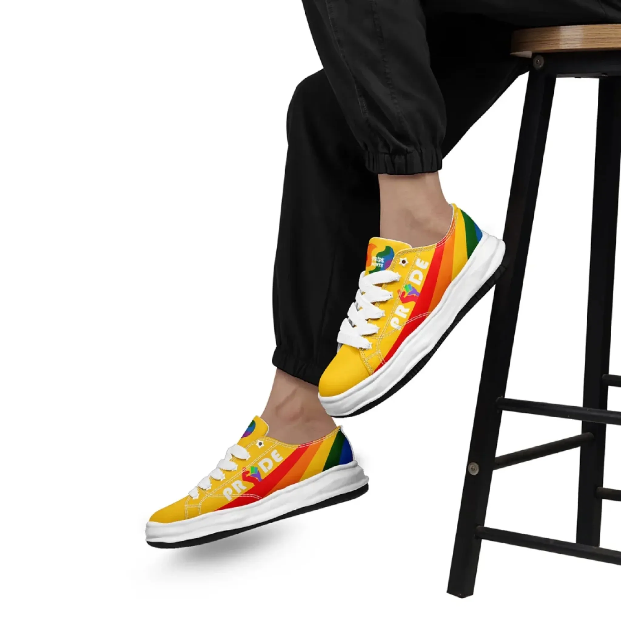 Personalized Moon Phase Pride Sneakers, Custom Rainbow Galaxy Shoes, Unisex Casual Shoe
