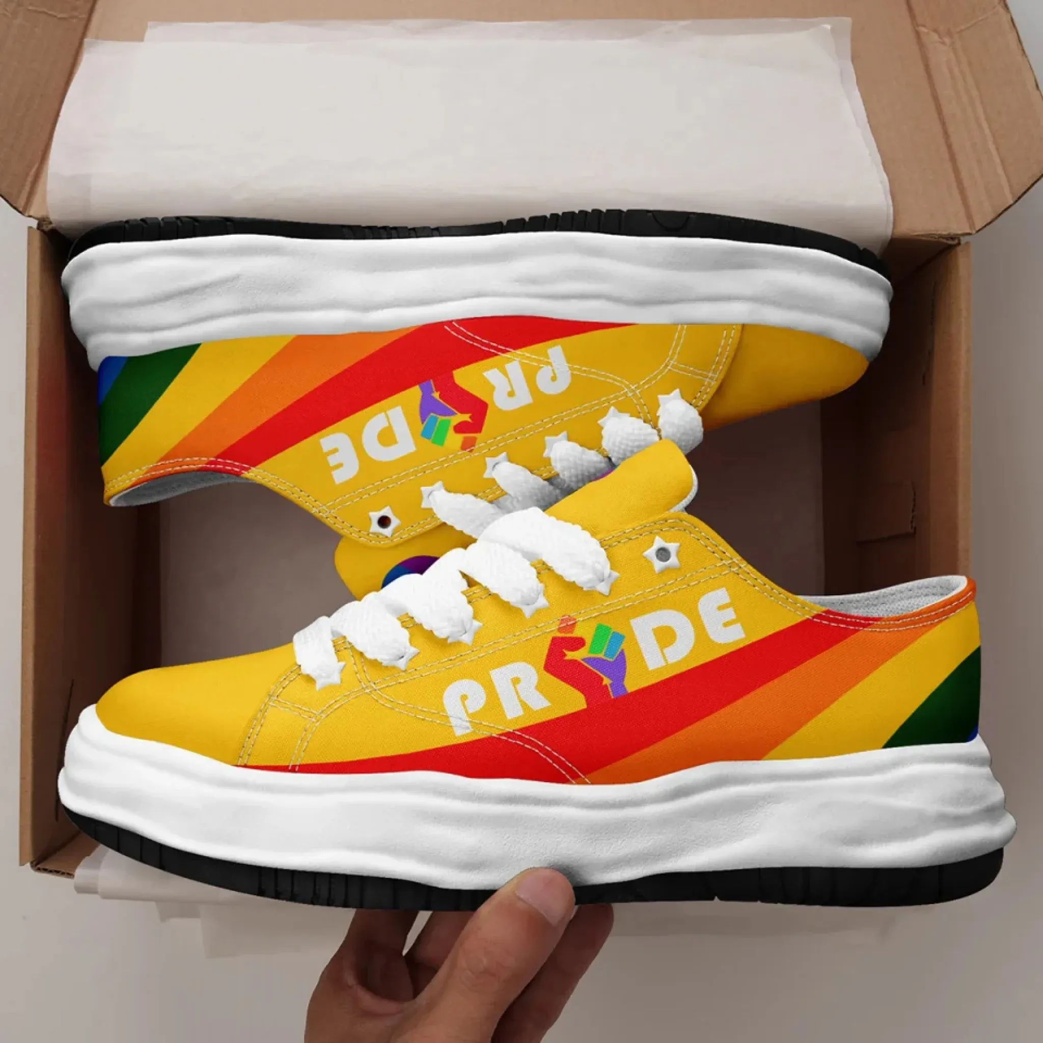 Personalized Moon Phase Pride Sneakers, Custom Rainbow Galaxy Shoes, Unisex Casual Shoe