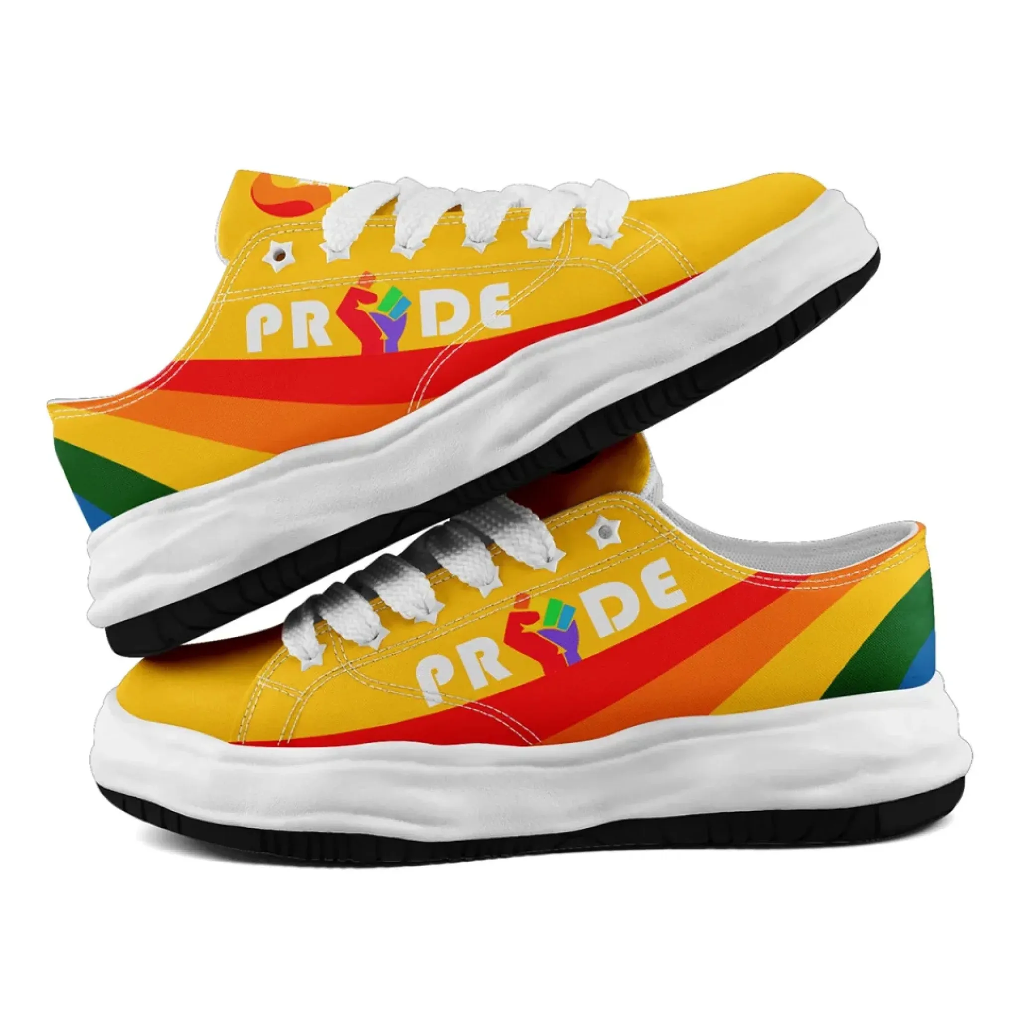 Personalized Moon Phase Pride Sneakers, Custom Rainbow Galaxy Shoes, Unisex Casual Shoe