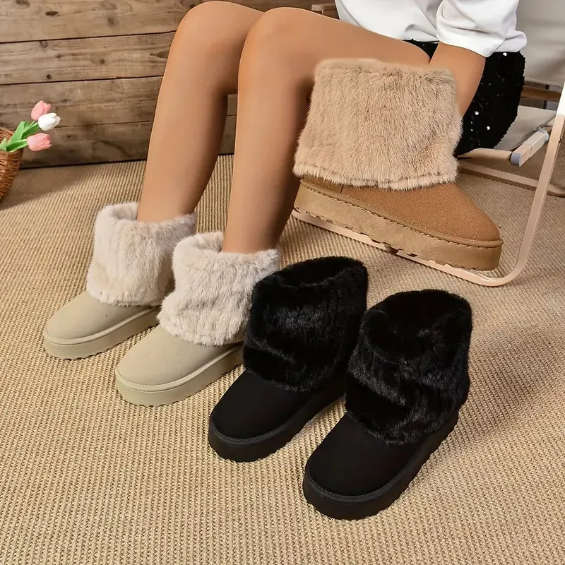 PINECREST™ WOMEN'S FLUFFY FOLD OVER ANKLE WINTER BOOTS