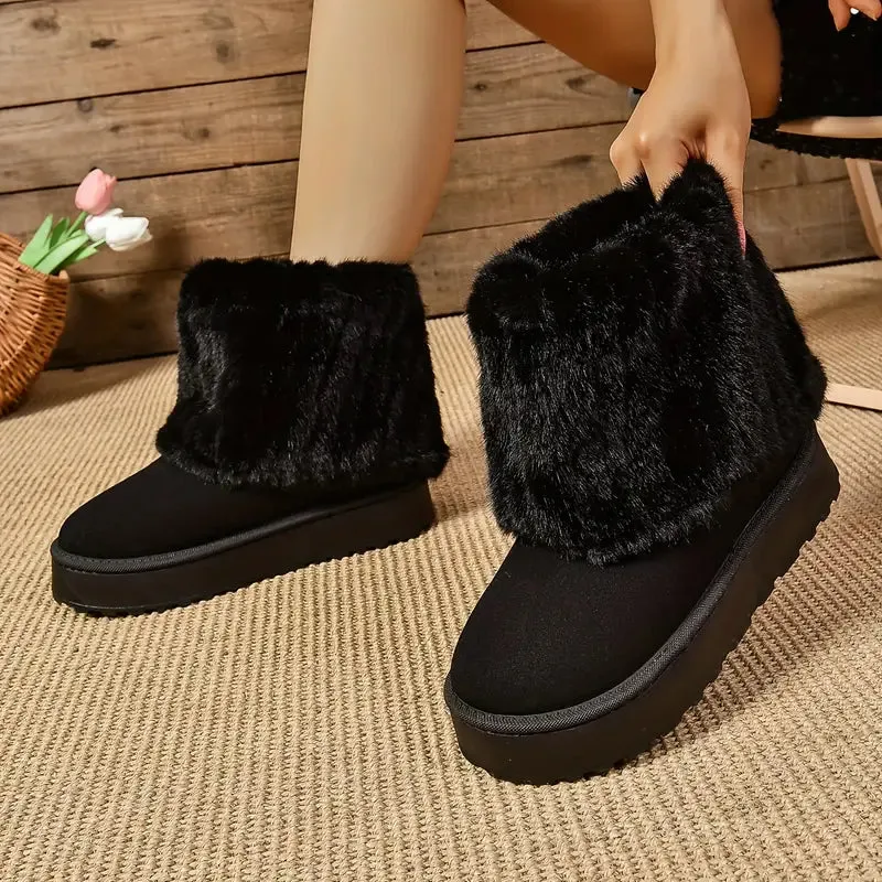 PINECREST™ WOMEN'S FLUFFY FOLD OVER ANKLE WINTER BOOTS
