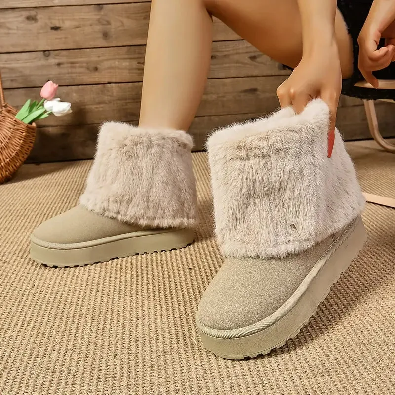 PINECREST™ WOMEN'S FLUFFY FOLD OVER ANKLE WINTER BOOTS