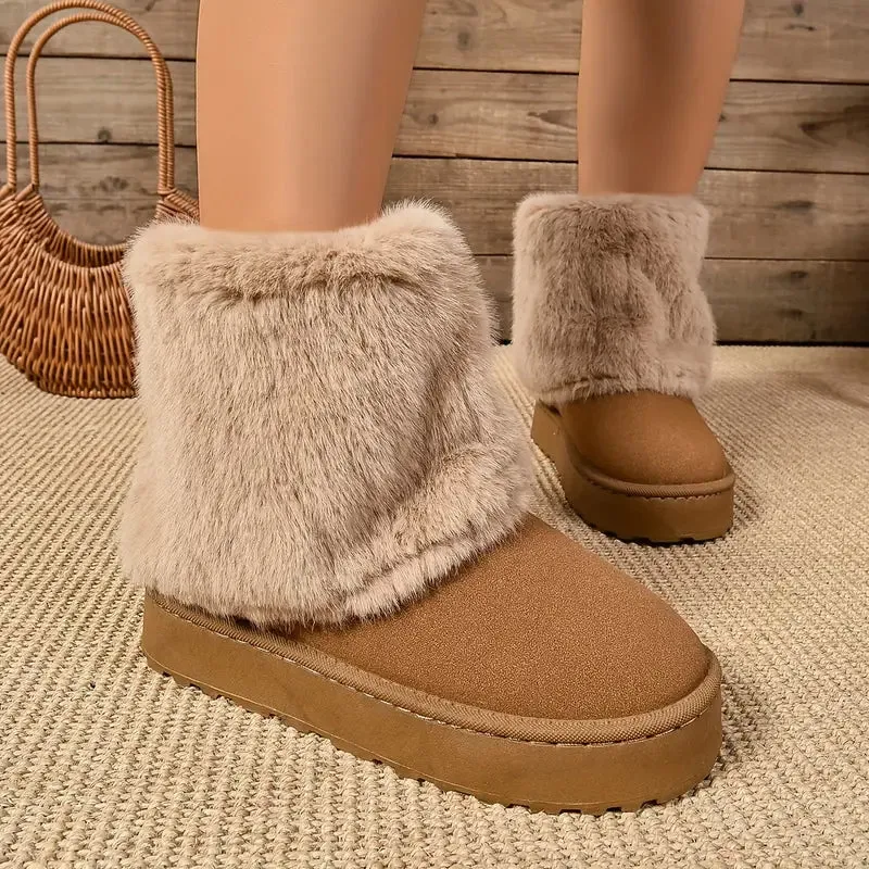 PINECREST™ WOMEN'S FLUFFY FOLD OVER ANKLE WINTER BOOTS