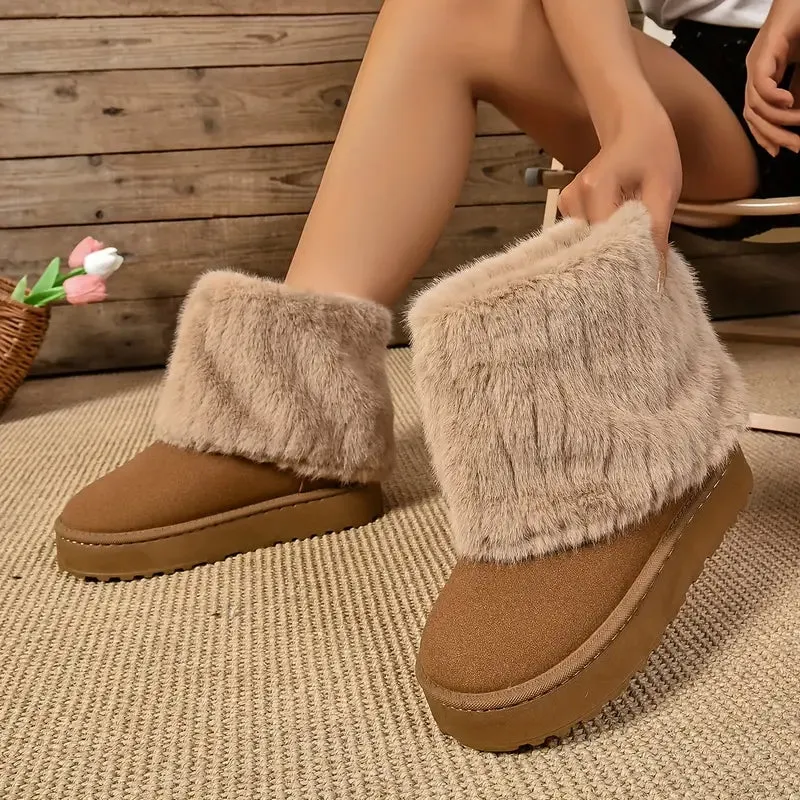 PINECREST™ WOMEN'S FLUFFY FOLD OVER ANKLE WINTER BOOTS