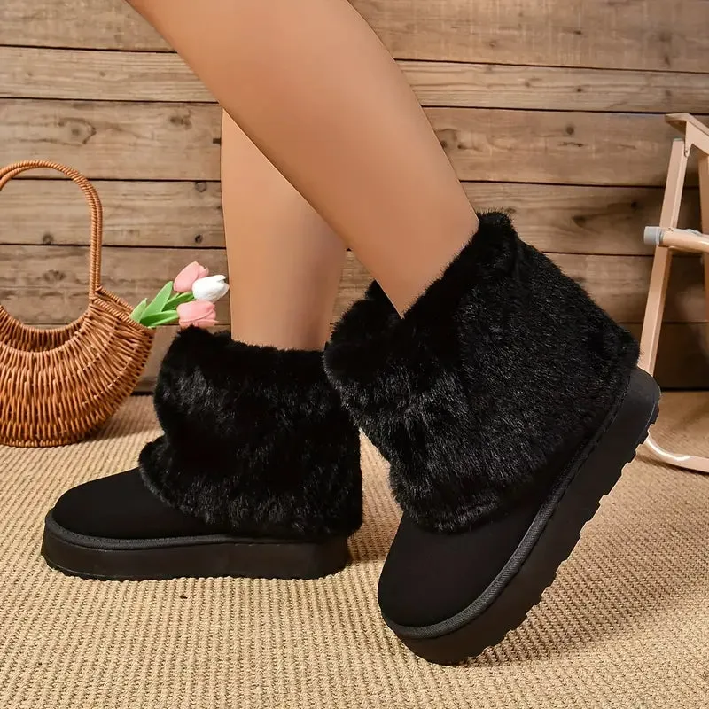 PINECREST™ WOMEN'S FLUFFY FOLD OVER ANKLE WINTER BOOTS