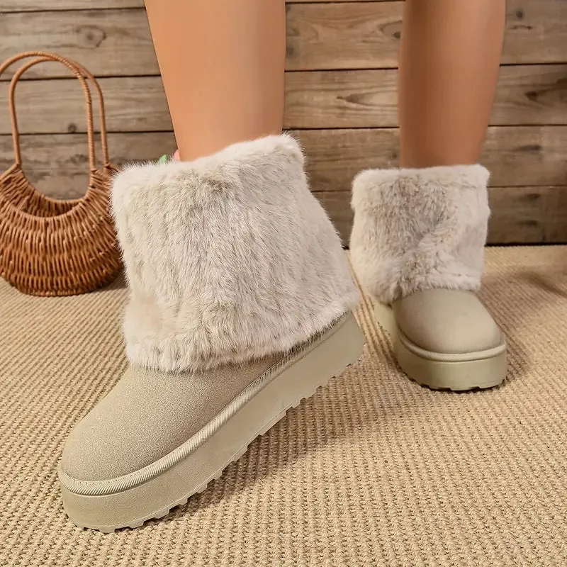 PINECREST™ WOMEN'S FLUFFY FOLD OVER ANKLE WINTER BOOTS