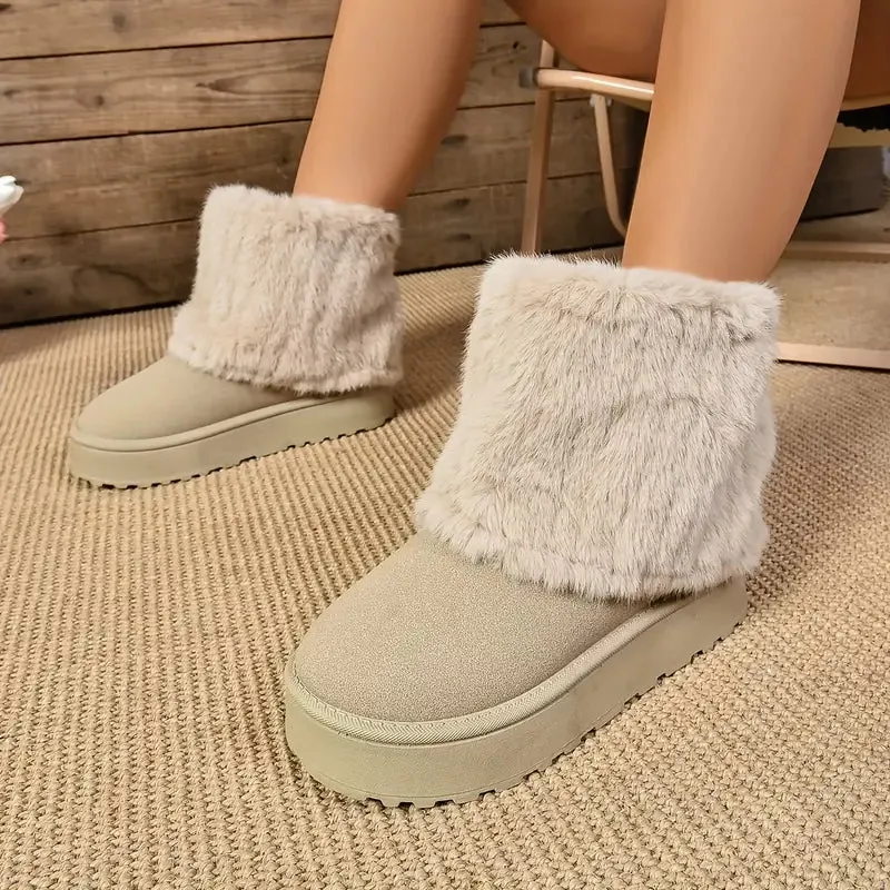 PINECREST™ WOMEN'S FLUFFY FOLD OVER ANKLE WINTER BOOTS