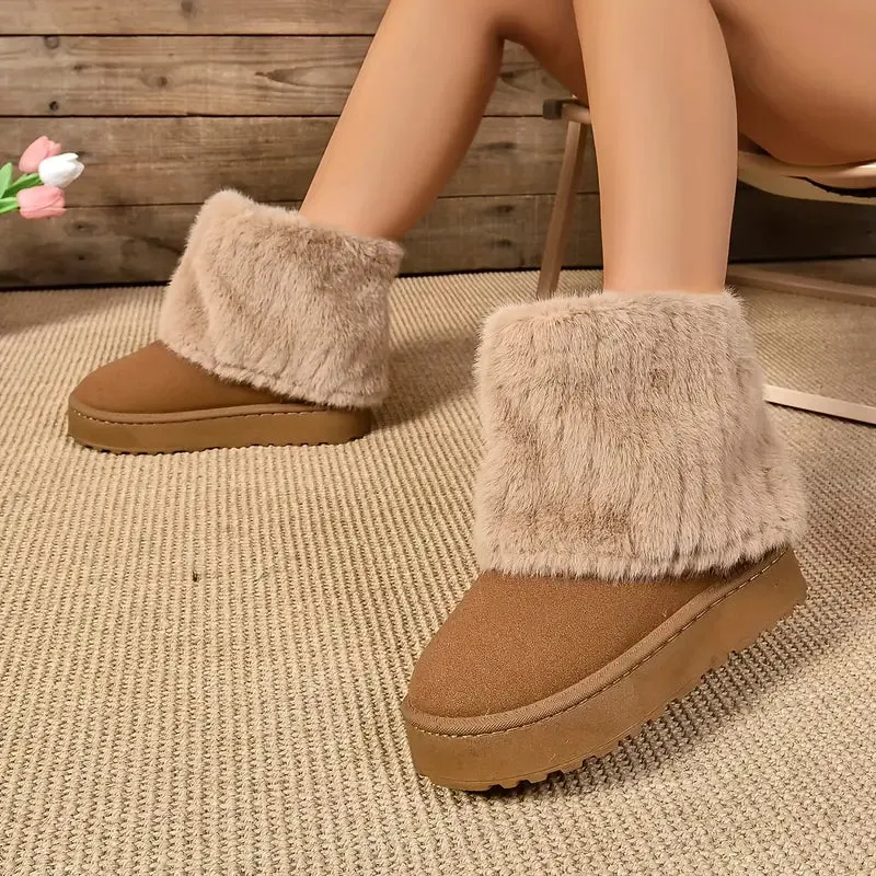 PINECREST™ WOMEN'S FLUFFY FOLD OVER ANKLE WINTER BOOTS