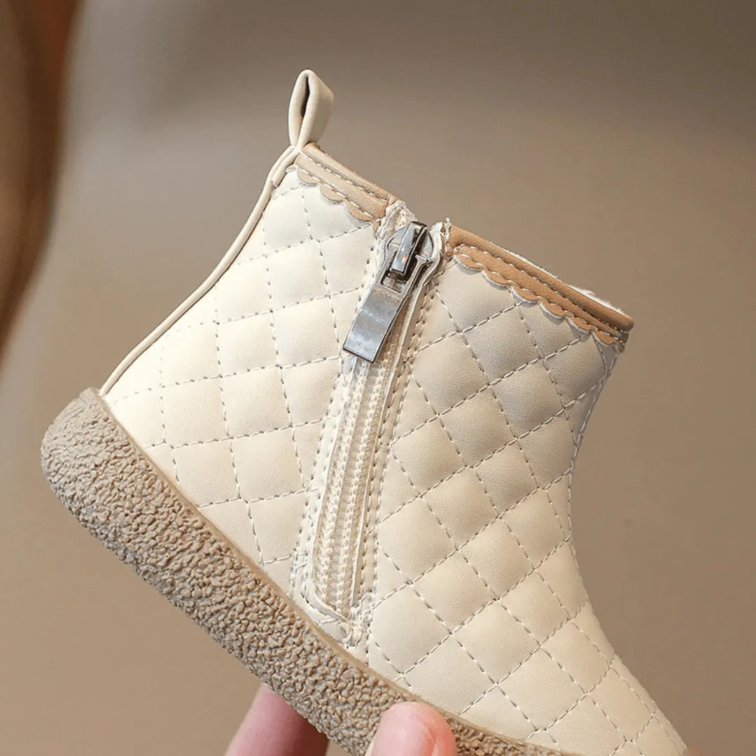 Ravello Kids Waterproof Leather Boots - Non-Slip, Windproof Plush Ankle Boots for Girls
